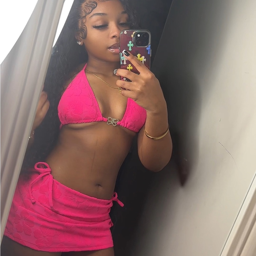 Pink Bikini Set with Butterfly Detail